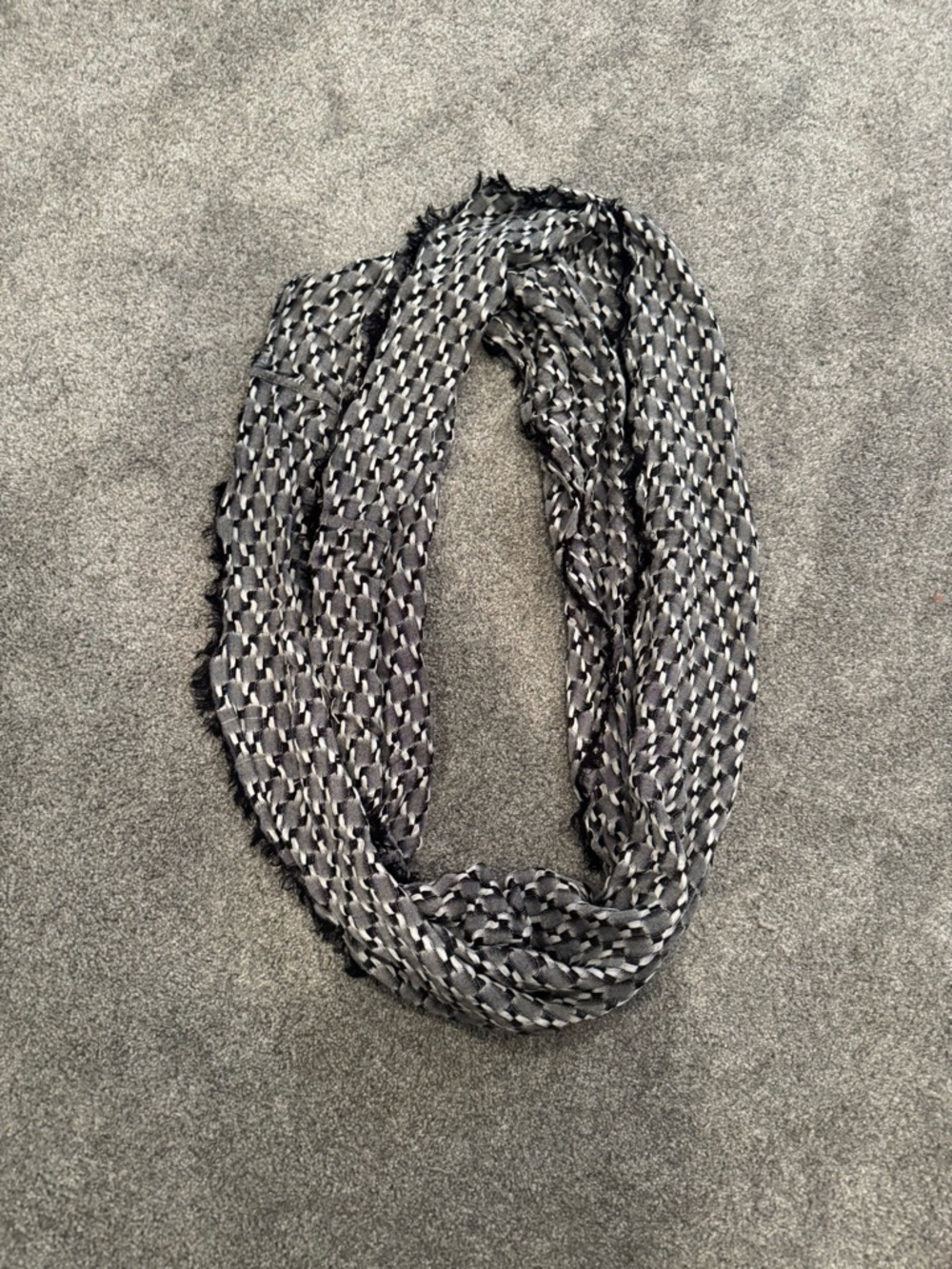 Lightweight Black & Gray Woven Infinity Scarf - Women Accessories
